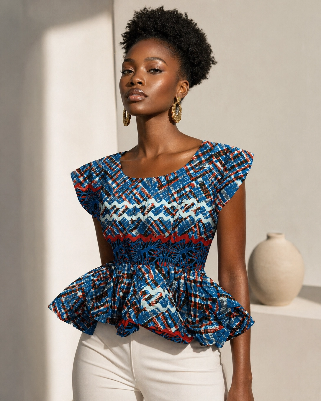 Blouse with ruffle bottom