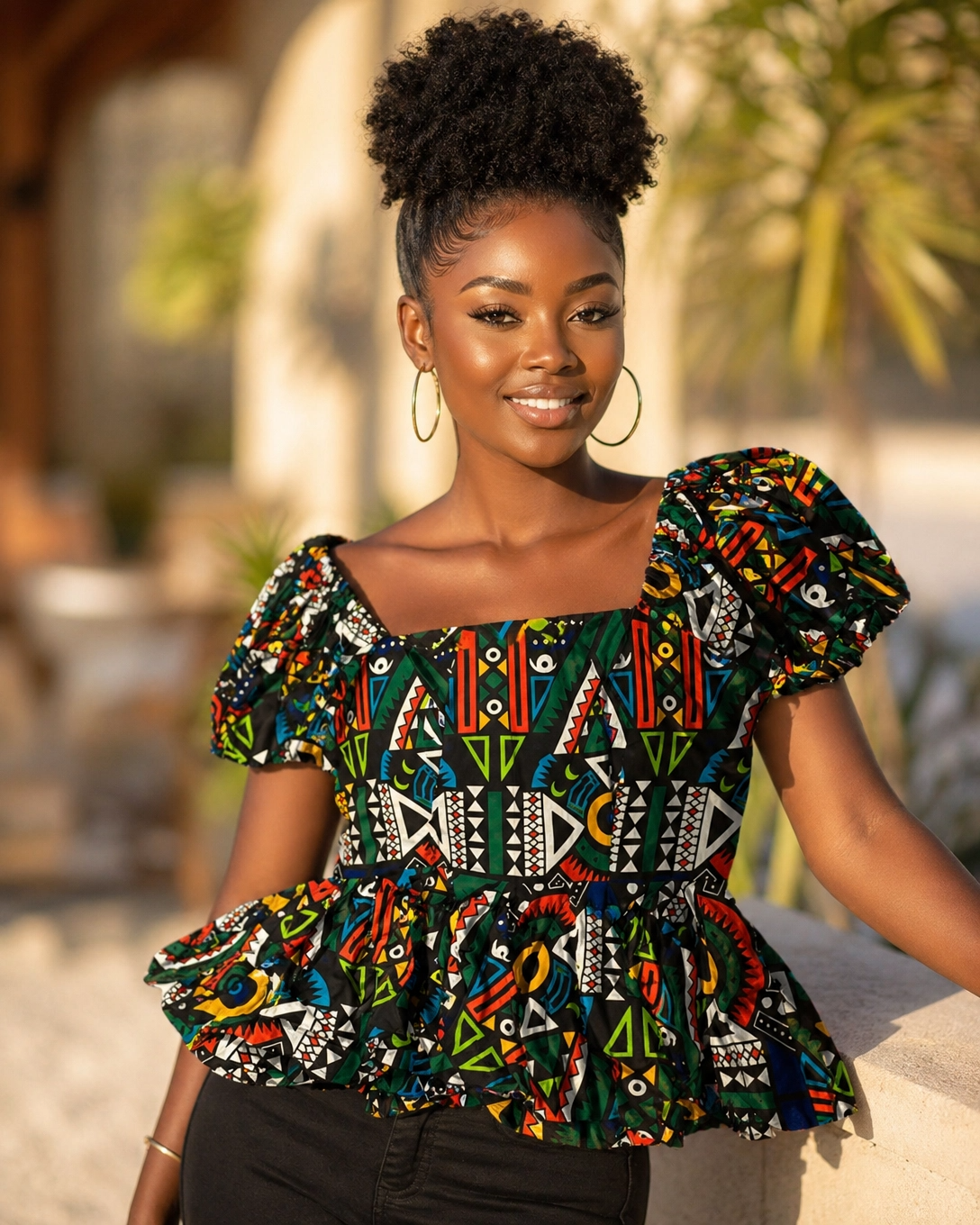 Blouse with Ruffled Bottom