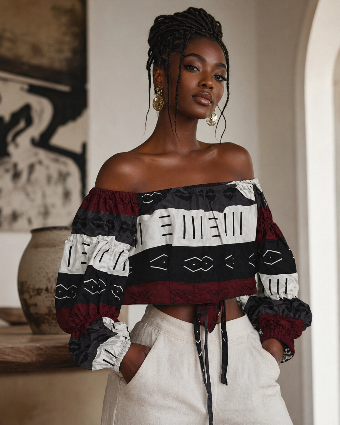 Off the Shoulder Crop-top Shirt