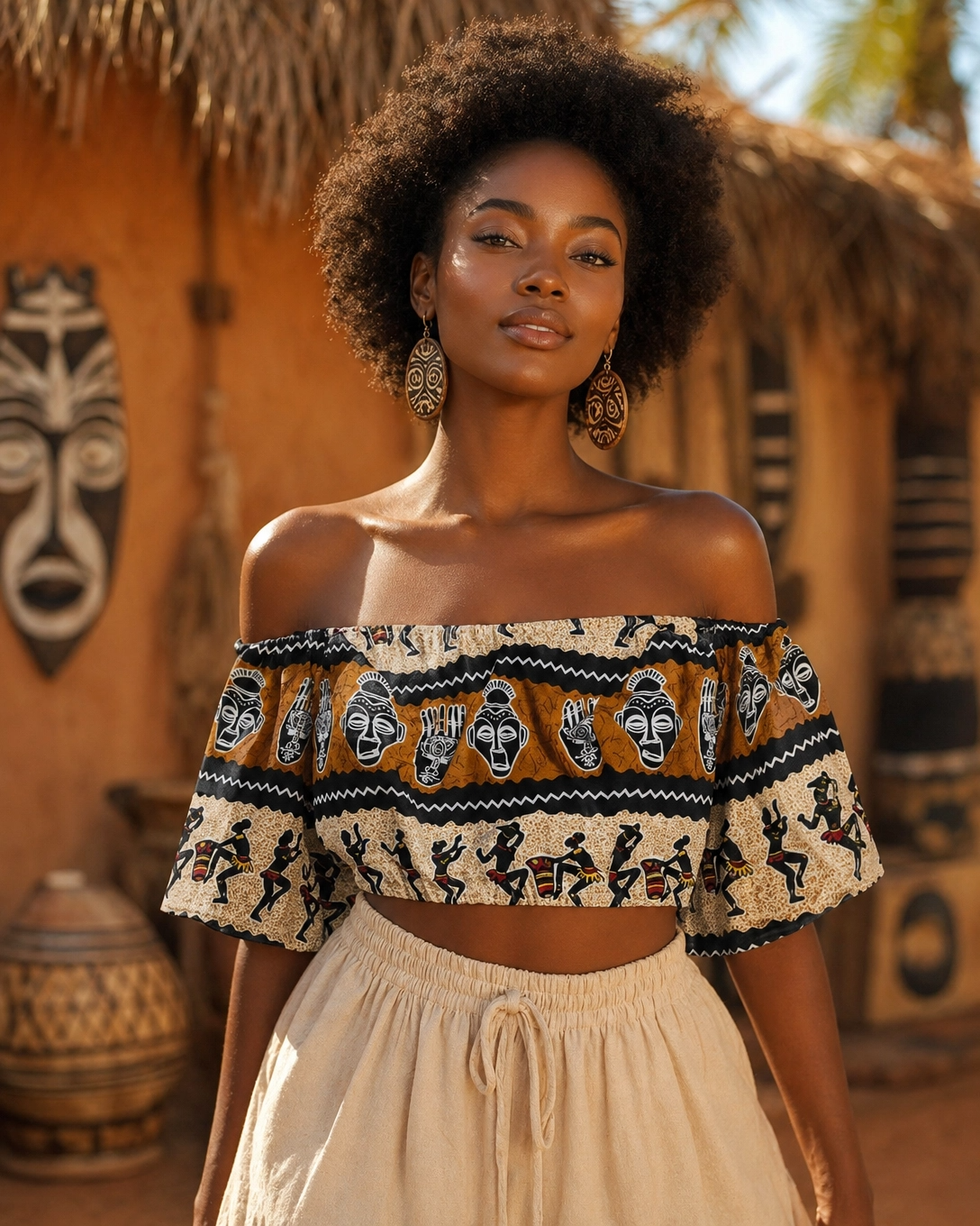 Off the Shoulder Crop-top Shirt