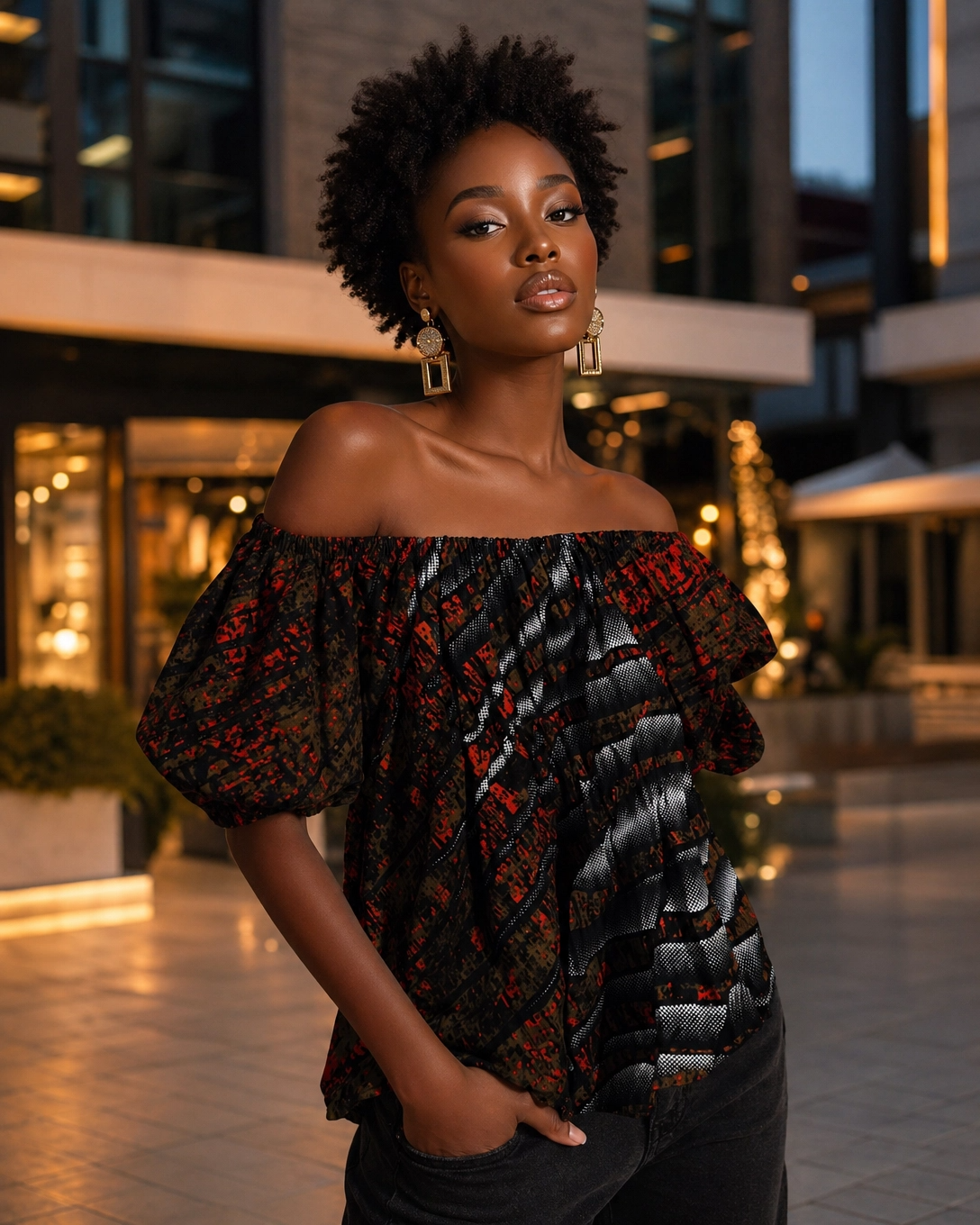 Off the Shoulder Crop-top Shirt